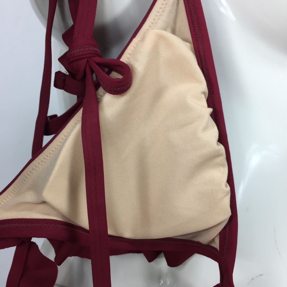 Chelsea28 Ruffle Triangle Cross Back Bikini Top - Picture 7 of 9